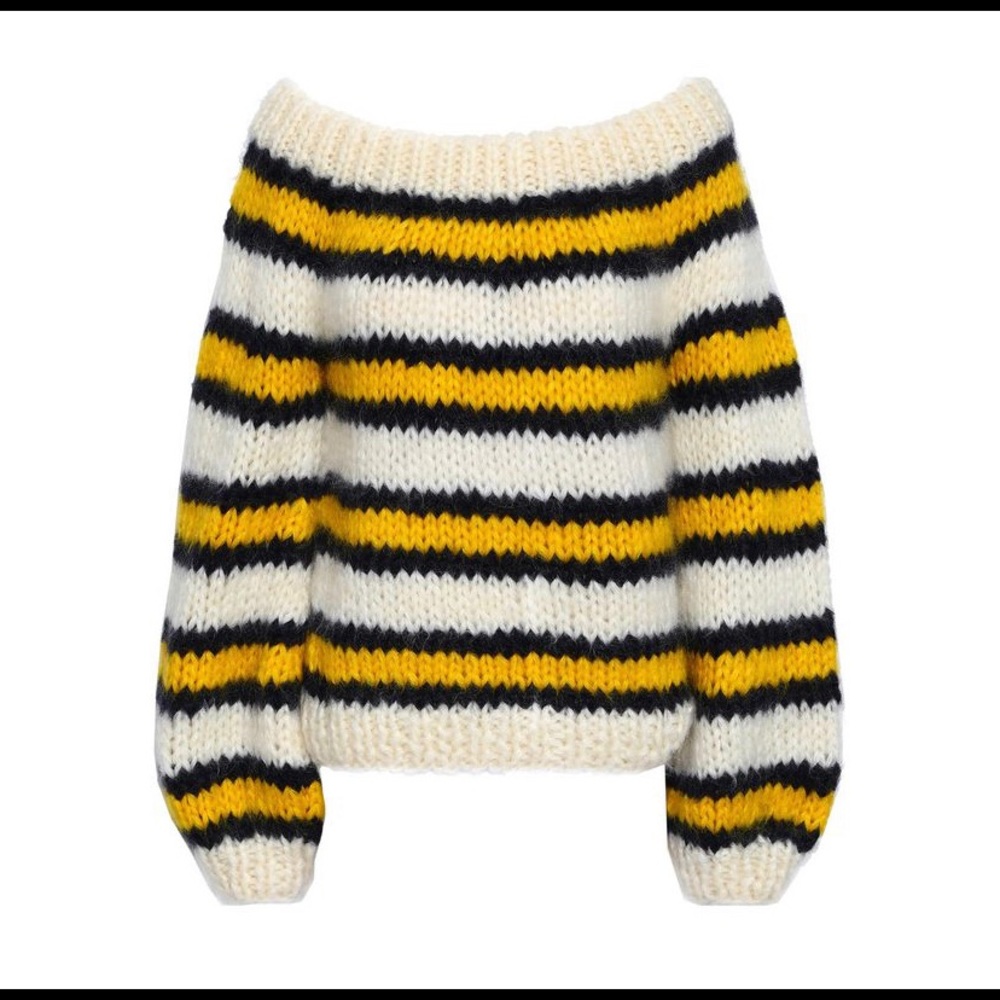 Ganni Julliard off shoulder striped sweater XS
